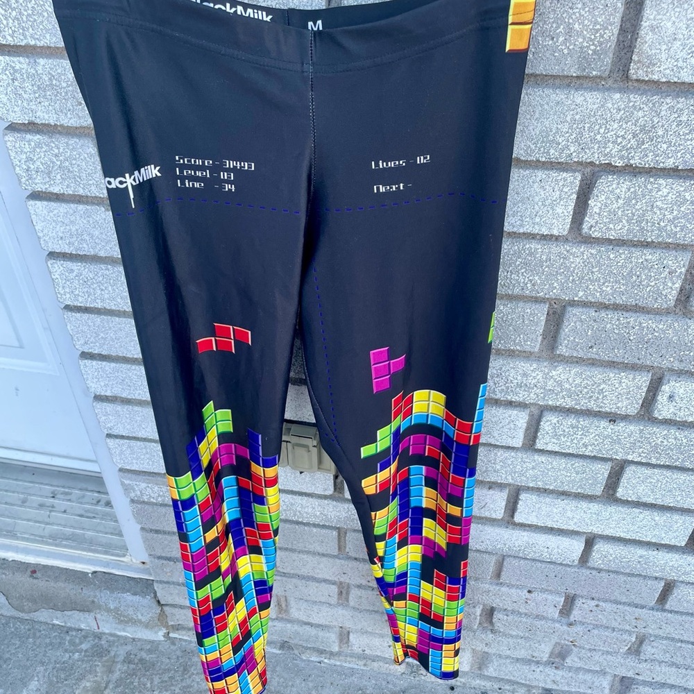 BlackMilk Leggings,Tetris game pattern, Girls size M, made in Australia.